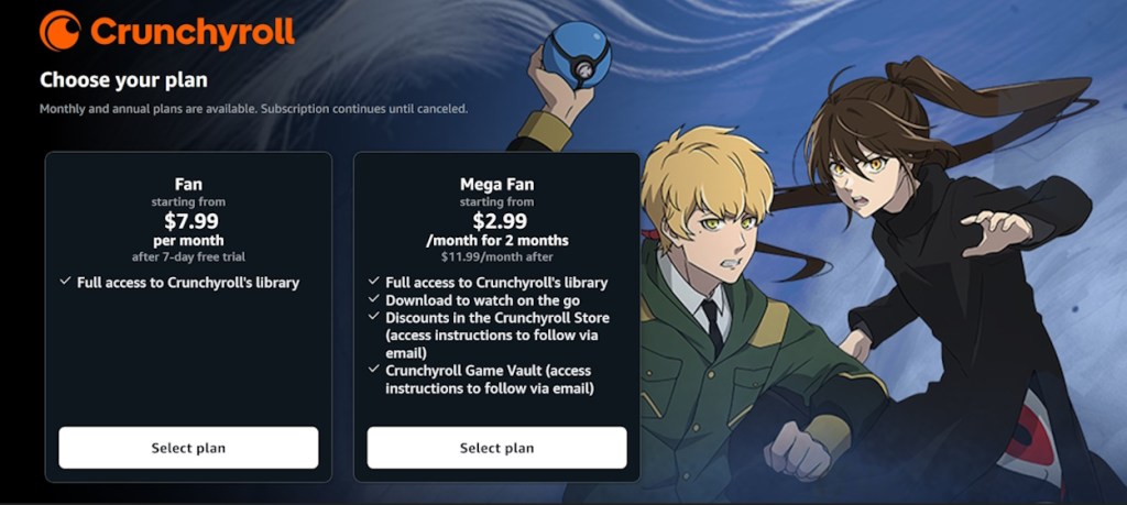 Crunchyroll deal on Prime Video