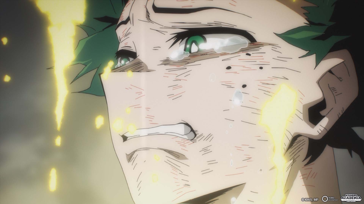 Deku crying in MHA anime