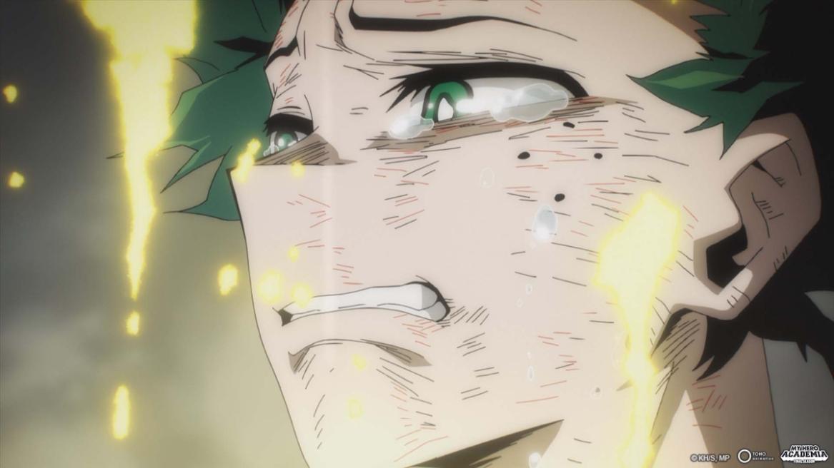 Deku crying in MHA anime