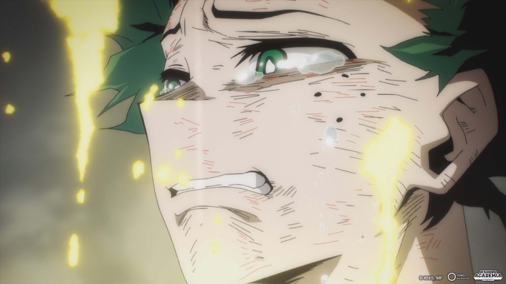 Deku crying in MHA anime