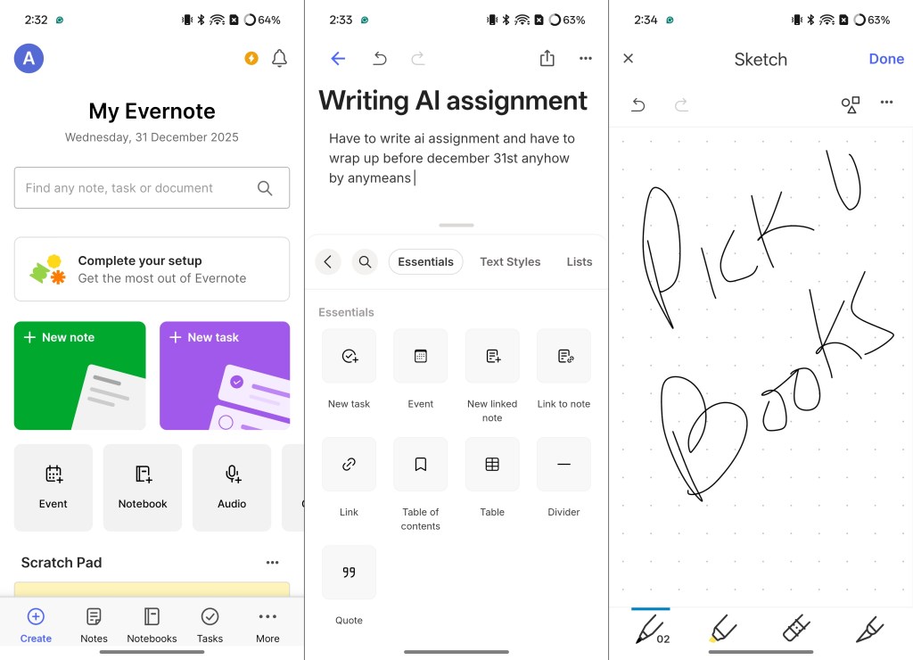 Evernote AI Note Taking App screenshots of Android