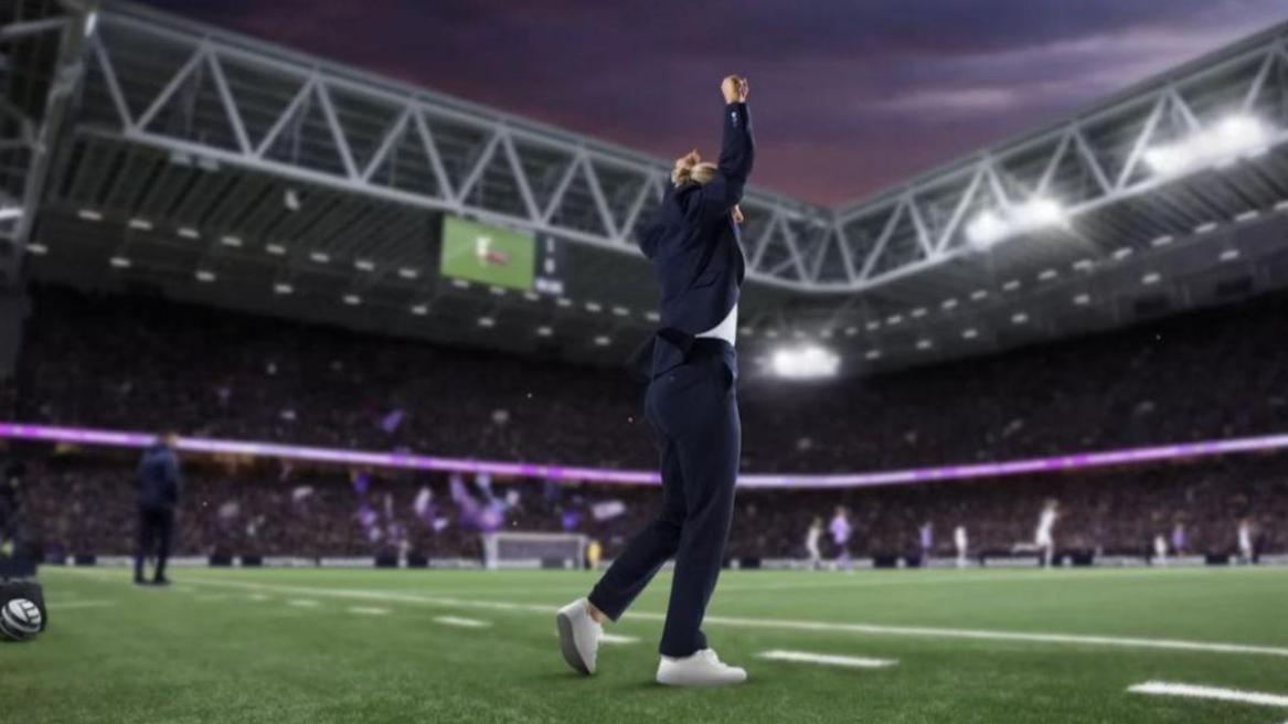 Manager celebrating by the touchline in FM26