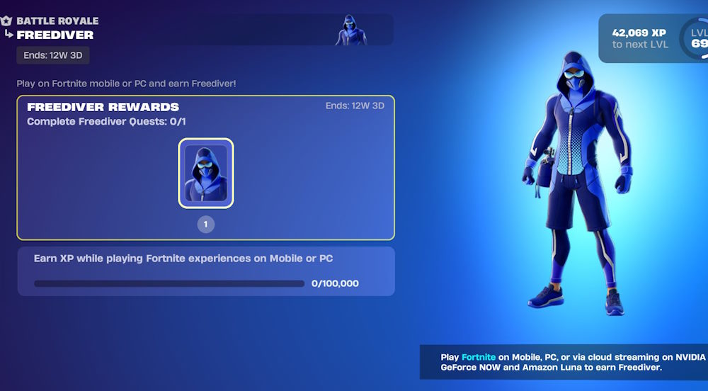 Freediver skin quest Fortnite