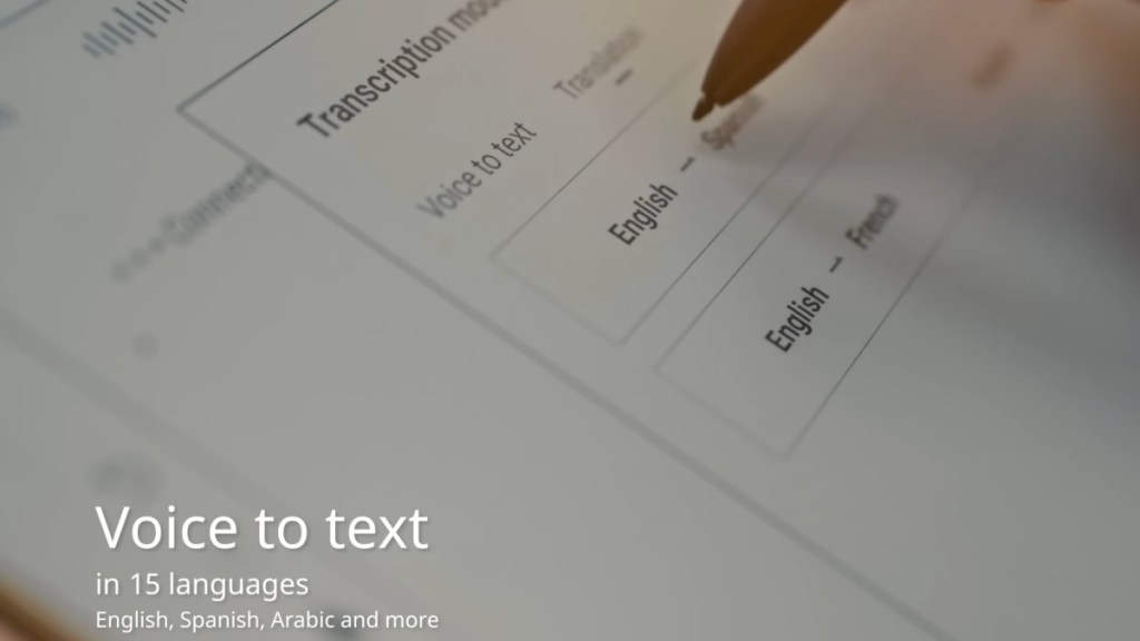 Illustration showing voice to text feature of the AINOTE 2 tablet 