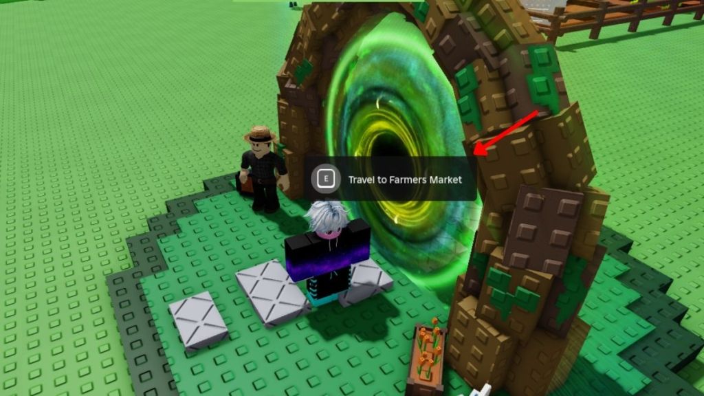 Interact with the Green Portal to Head inside Farmers Market Grow a garden