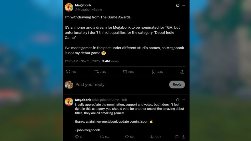 X post from the official Megabonk account