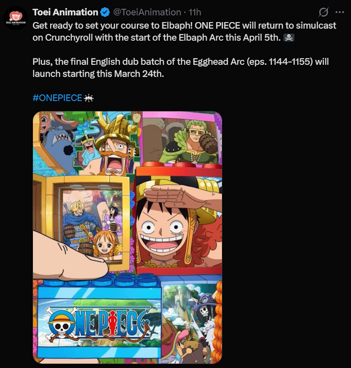 One Piece Egghead arc final batch dub episodes release date announcement