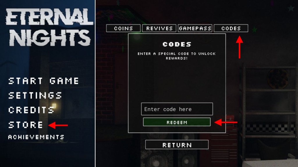 Redeem FNAF Eternal Nights Codes