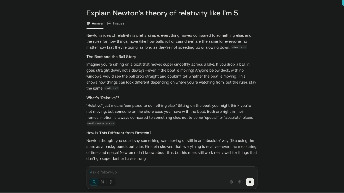 Screenshot of Perplexity AI showing an example of how to use AI for studies