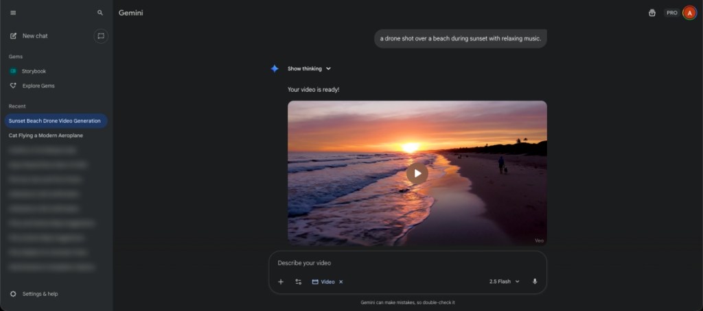 AI will create a video from scratch, based on your prompt which you can download later.