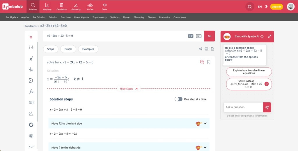 Symbolab AI Maths Tool Screenshot 
