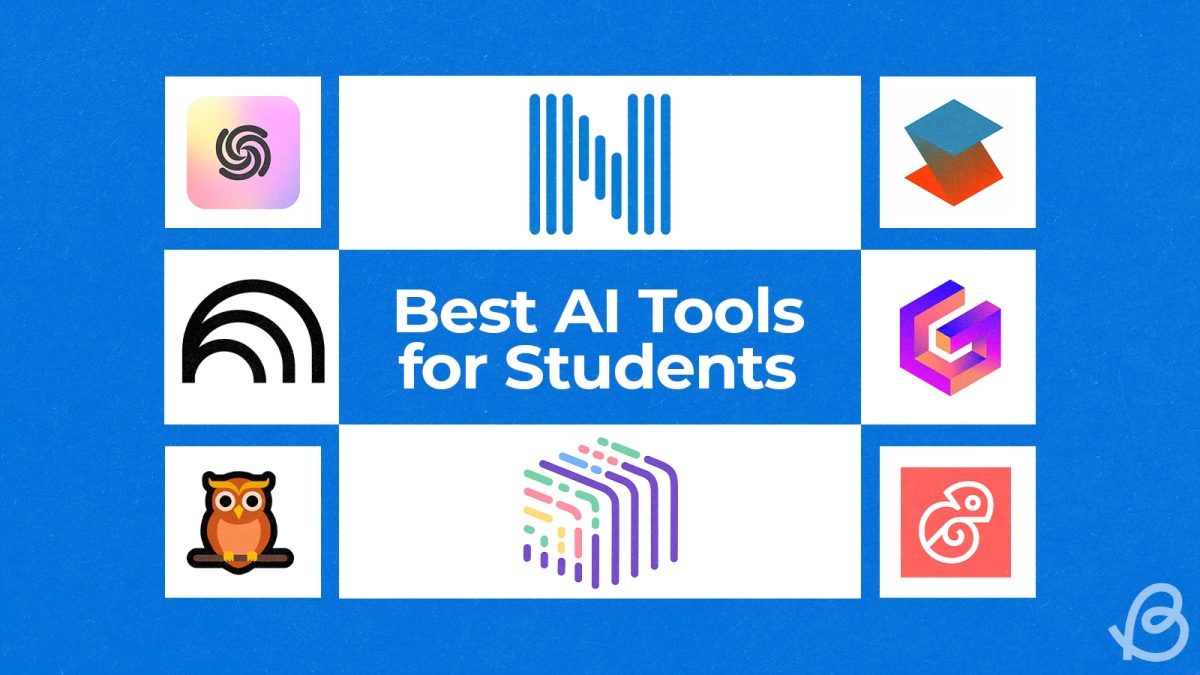 illustration showing logos of the best AI tools for students