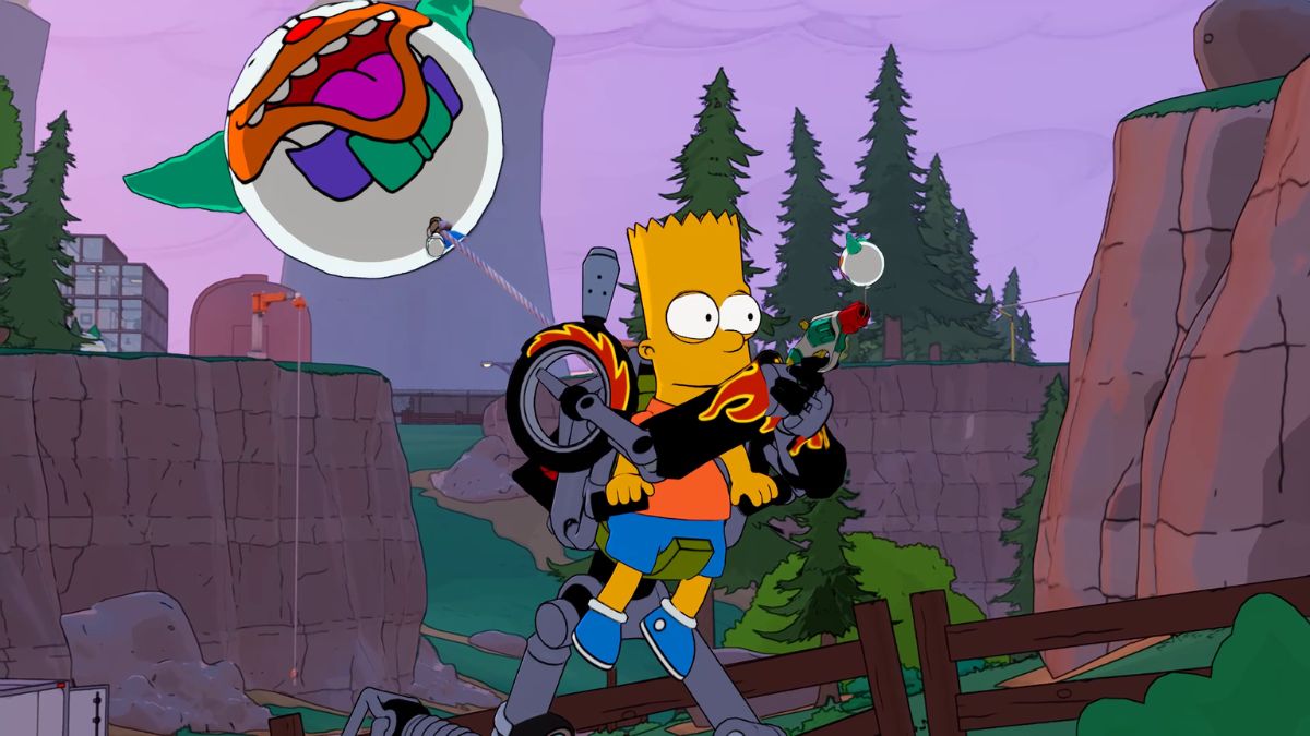 Bart holding Krusty's Mr. Blasty Exotic in Fortnite