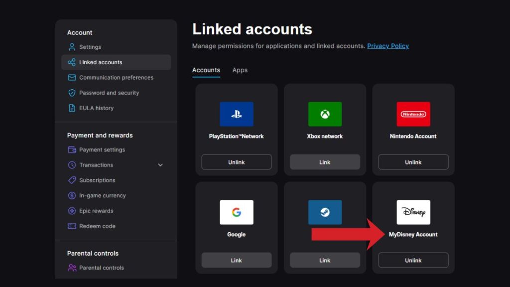 Fortnite My Disney Linking