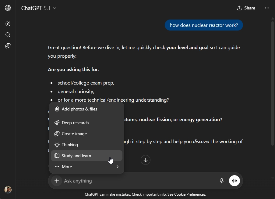 study mode in chatgpt