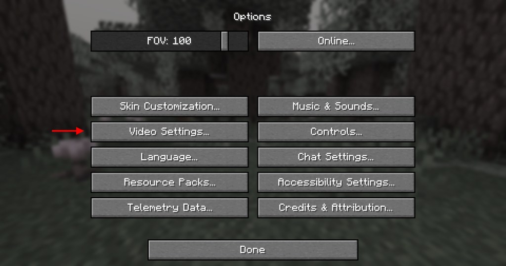 video settings tab in minecraft