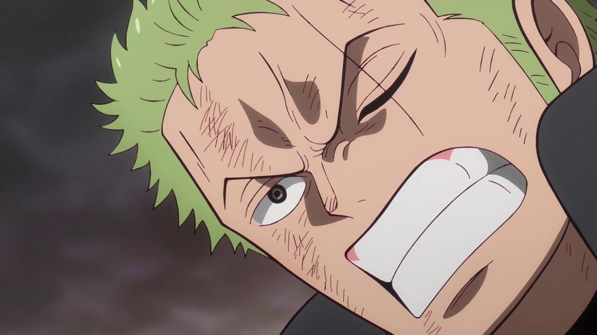 Zoro getting angry in One Piece anime