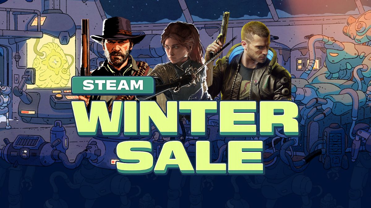 Best Steam Winter Sale Deals cover featuring Arthur Morgan, Maelle, and V