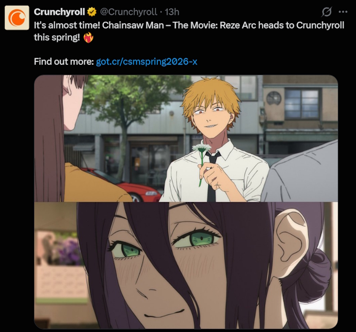 Chainsaw Man Reze Arc Streaming Announcement by Crunchyroll