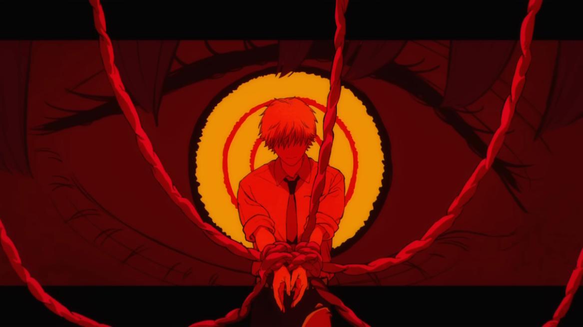 Denji in chains under Makima's control