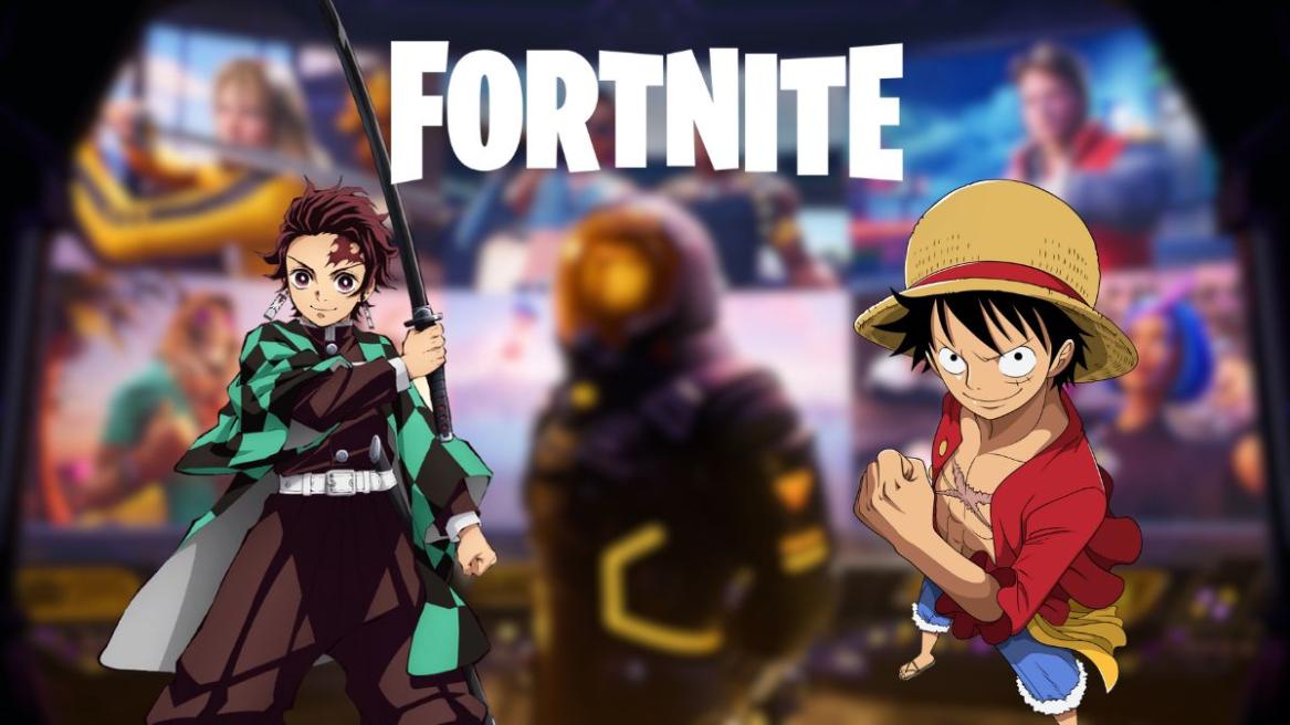 Tanjiro and Monkey D Luffy in Fortnite
