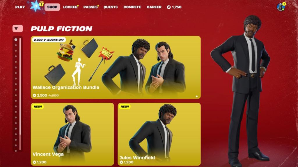 Pulp Fiction skins in Fortnite Item Shop