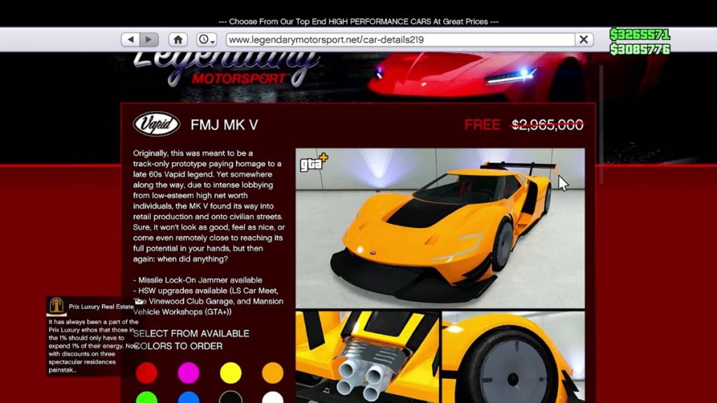 GTA Online Vapid FMJ MK V