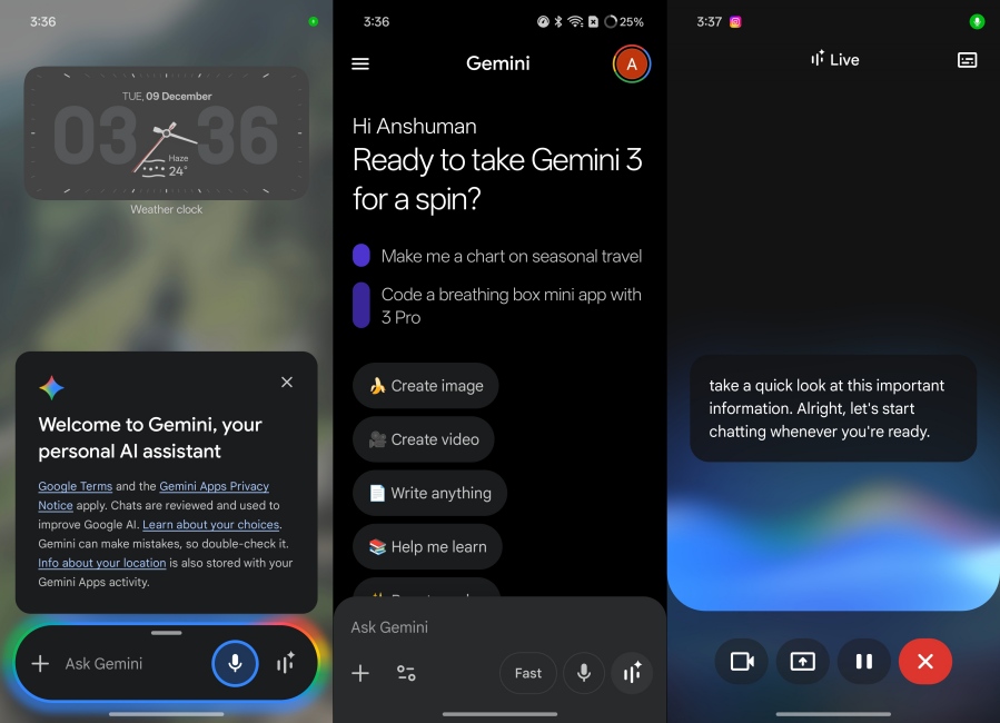 Gemini AI Assistant screenshot on Android smartphone