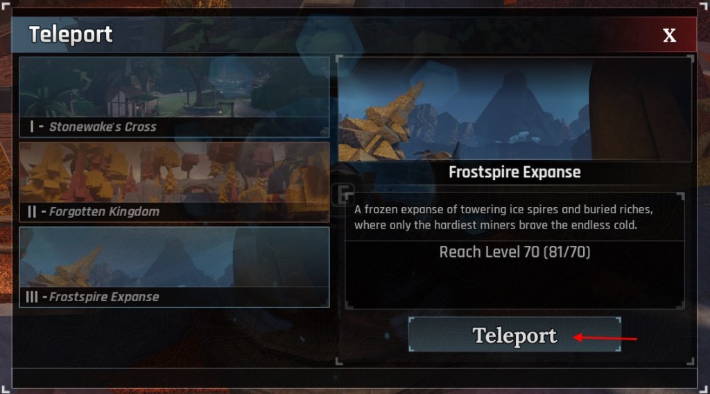 Get to Island 3 Frostspire Expanse in The Forge