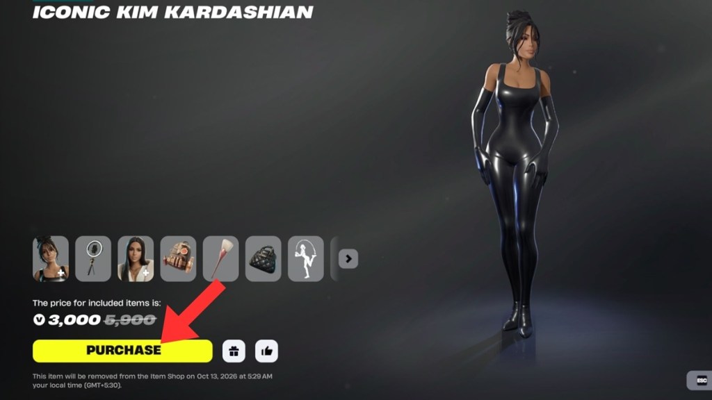 Kim Kardashian skin in Fortnite Item Shop