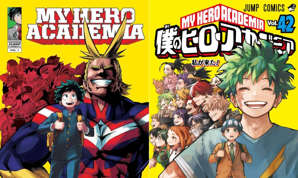 MHA vol 1 and final volume covers