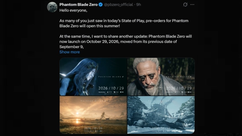 Phantom Blade Zero delayed