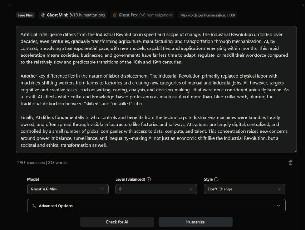 StealthWriter AI humanizer