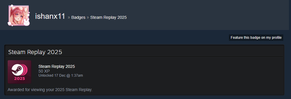 Steam Replay badge 2025