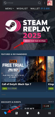 Steam recap 2025 on Mobile