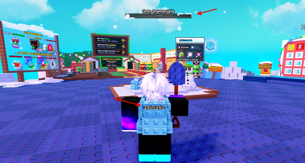 Submit snowballs in Gran Snomancello event Plants vs Brainrots