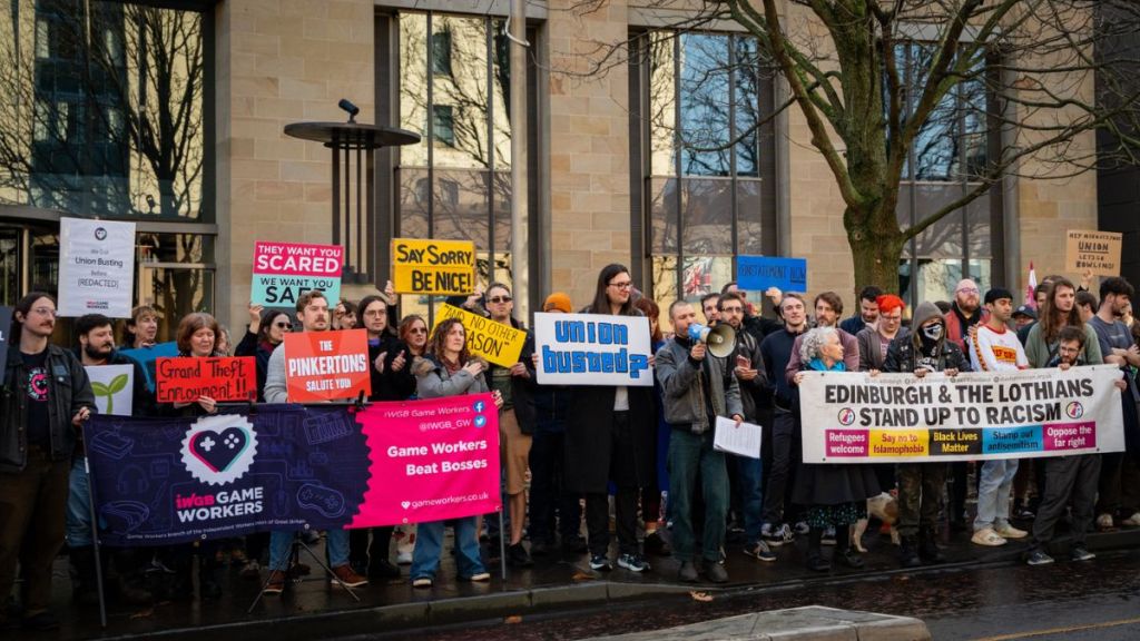 Protests outside Take-Two's London office