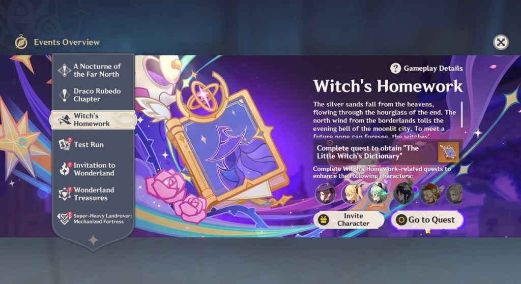 The Witch's Homework event Genshin Impact
