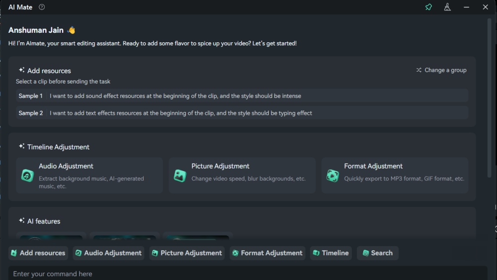 Wondershare Filmora AI Mate screenshot