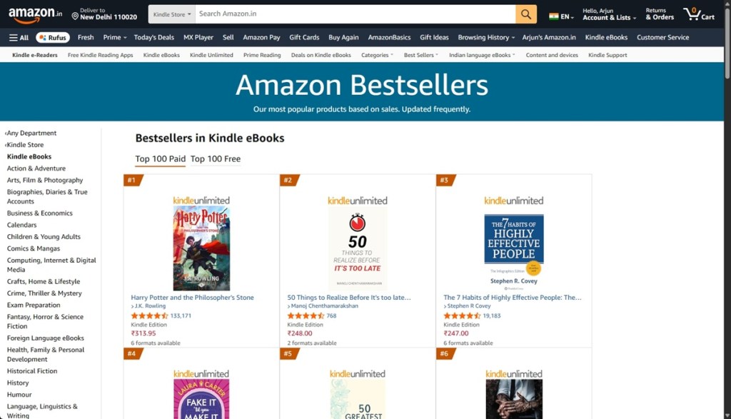 amazon ebook store page