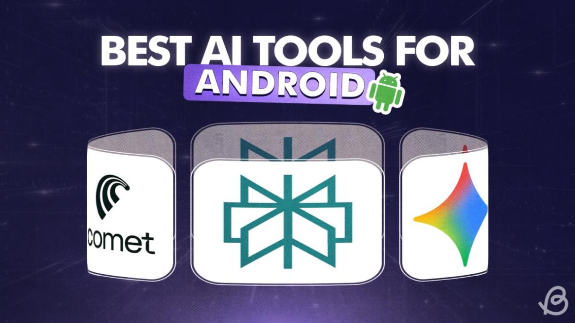 illustration showing icons of different ai apps or tools with an Android logo
