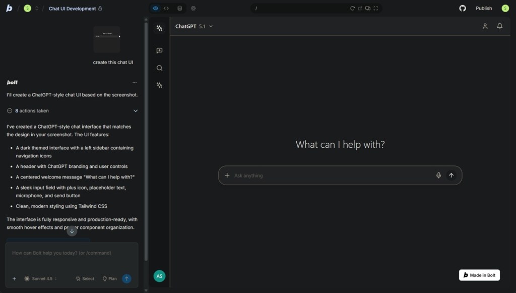 build an ai app like chatgpt using bolt ai
