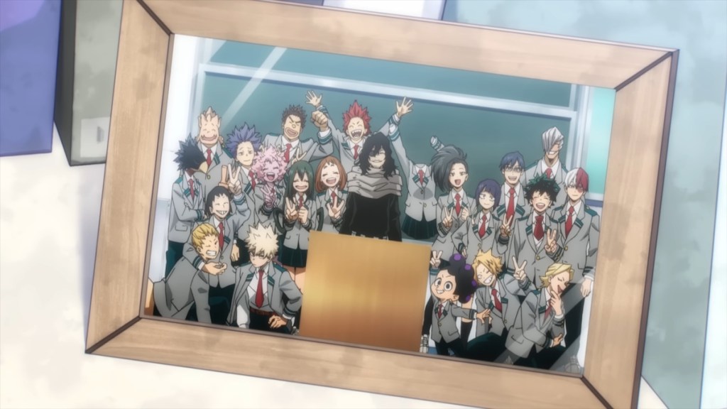 class photo of 1 A students in My Hero Academia
