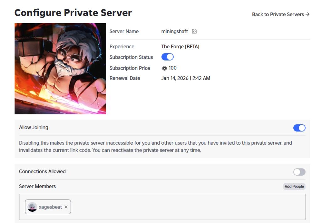 configure the forge private server