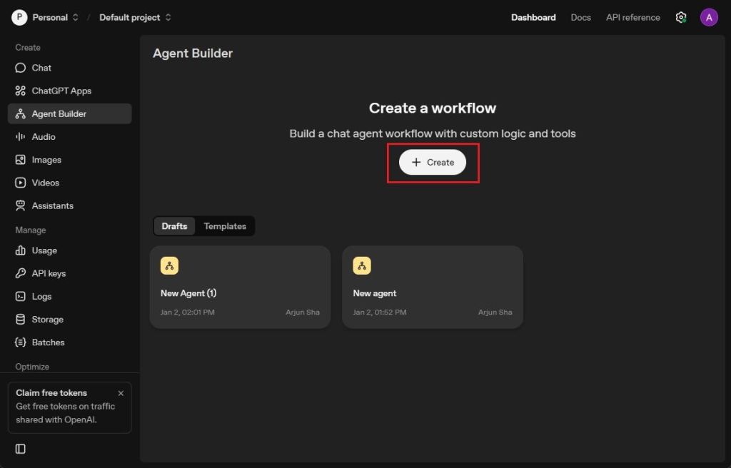 create an ai agent using openai agent builder