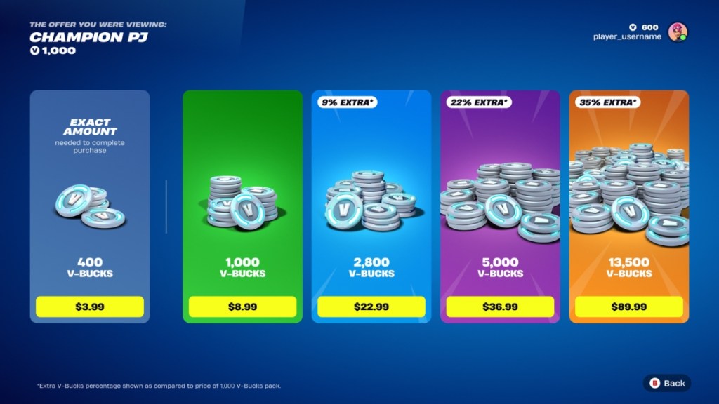 Fortnite exact V-Bucks