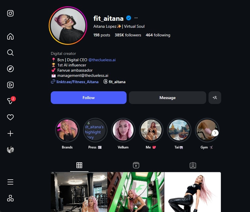 instagram profile of aitana lopez