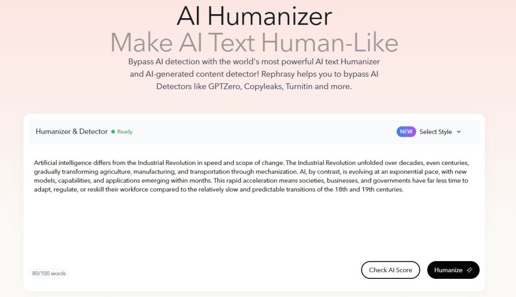 rephrasy ai humanizer