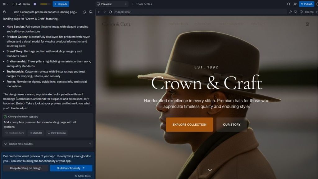 replit created a landing page