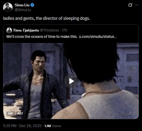 simu liu sleeping dogs tweet